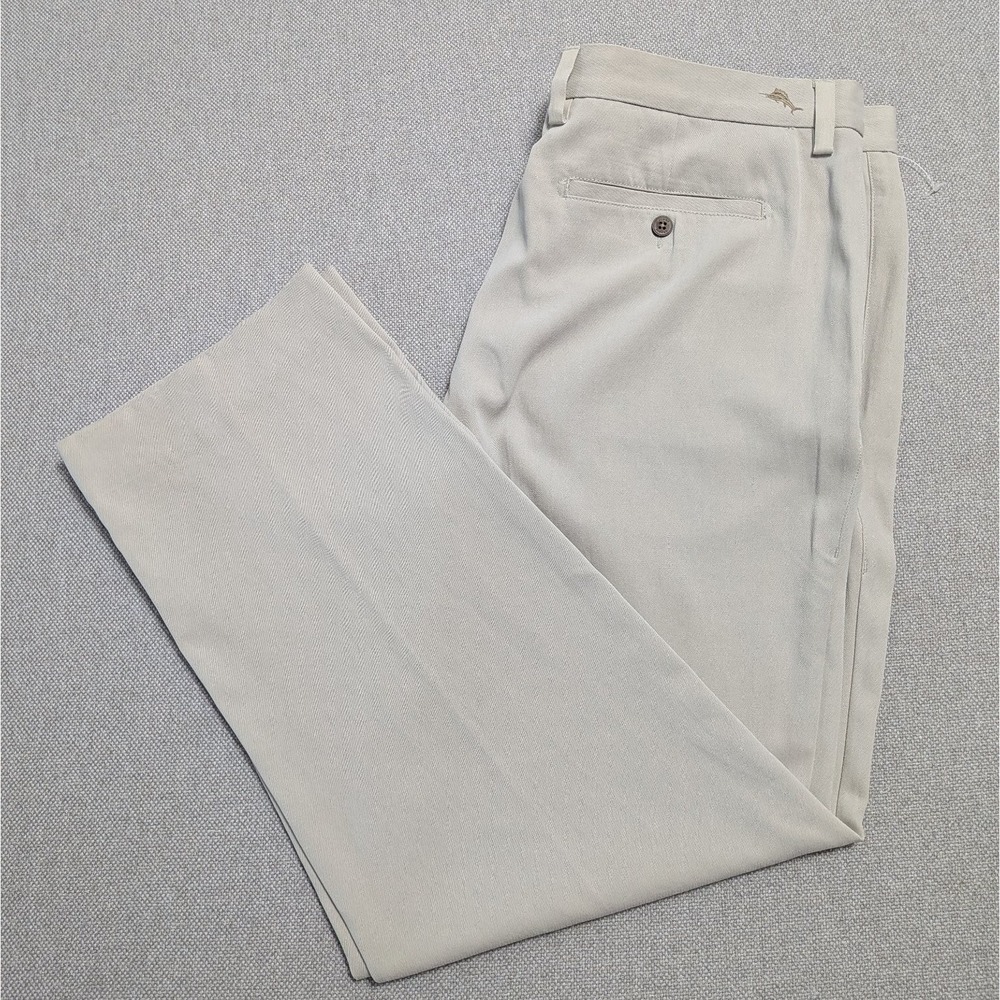 Tommy Bahama Men's Khaki Pants 36x30 Silk Flat Front Chinos Summer Vacation